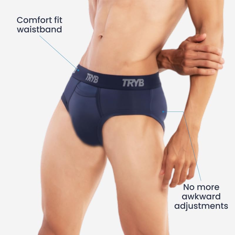 Image of TRYB Supporter for Cricket | Sports Underwear for Men | Stretchable Active Supporter Briefs | Pouch for Abdominal Guard | Light Weight, Breathable & Quick Dry | Gym Sports Innerwear Brief