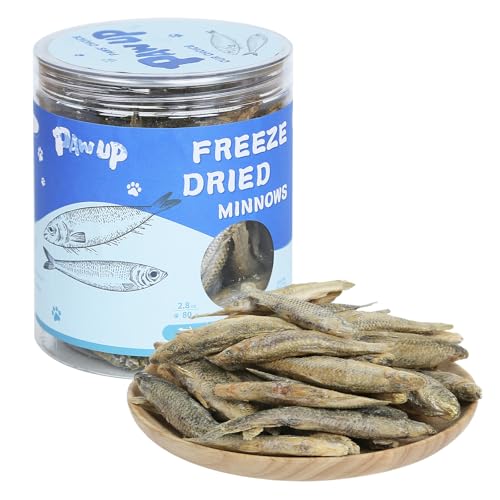 PAWUP Freeze Dried Minnows Cat Treats – 100% Natural, Single-Ingredient Pet Snacks – Rich in Omega-3, Grain-Free – Healthy Training Rewards & Meal Toppers for Dogs & Cats, 2.8 oz