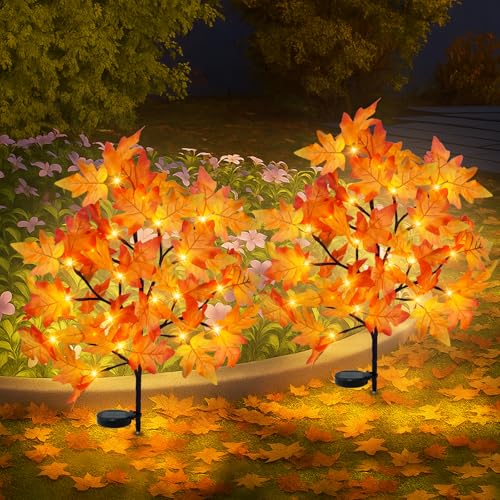 Uieke 2 Pack Solar Fall Lights Outdoor Decorative, 40LED Thanksgiving