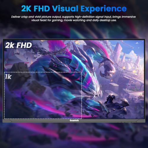 Image of Gawfolk 27 Inch Gaming Monitor, 200Hz FHD Flat Monitor with Speakers | 16:9 VA Panel 1ms, 72% NTSC, FreeSync, VESA Mountable Gaming Monitor