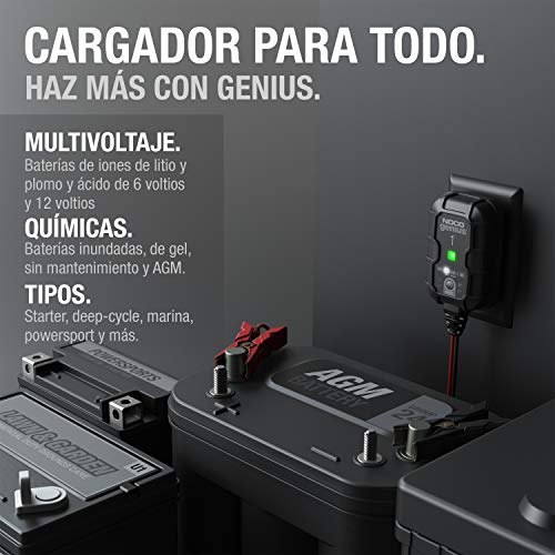 Cargador Inteligente de baterías NOCO GENIUS1 6V y 12V mantenedor automático de litio 5