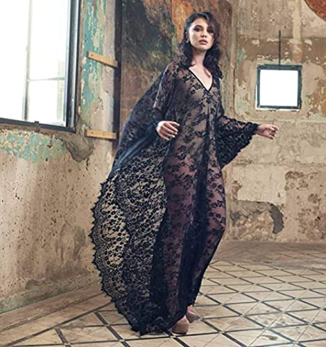 Women Oversize Lace Cover Up And Long Loose Kaftan Dress(Lace Black, One Size) #TOP1