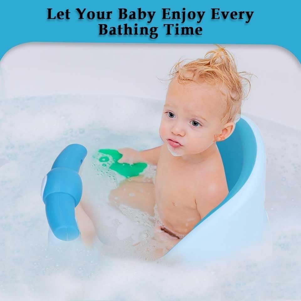 Image of Sevia Baby Bath Seat 6 Months & up, Bath Seat for Baby, Toddler Bath Seat with Suction Cups, Non-Slip, Detachable Cute Portable Toddler Shower Chair Provides Backrest Support (Blue)