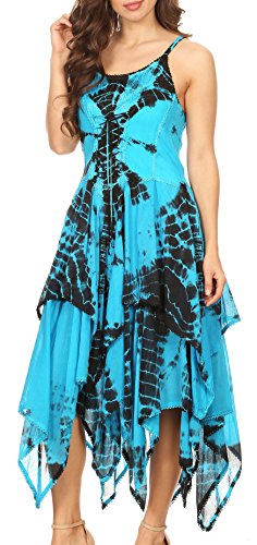 Image of Sakkas Annabella Corset Bodice Handkerchief Hem Dress