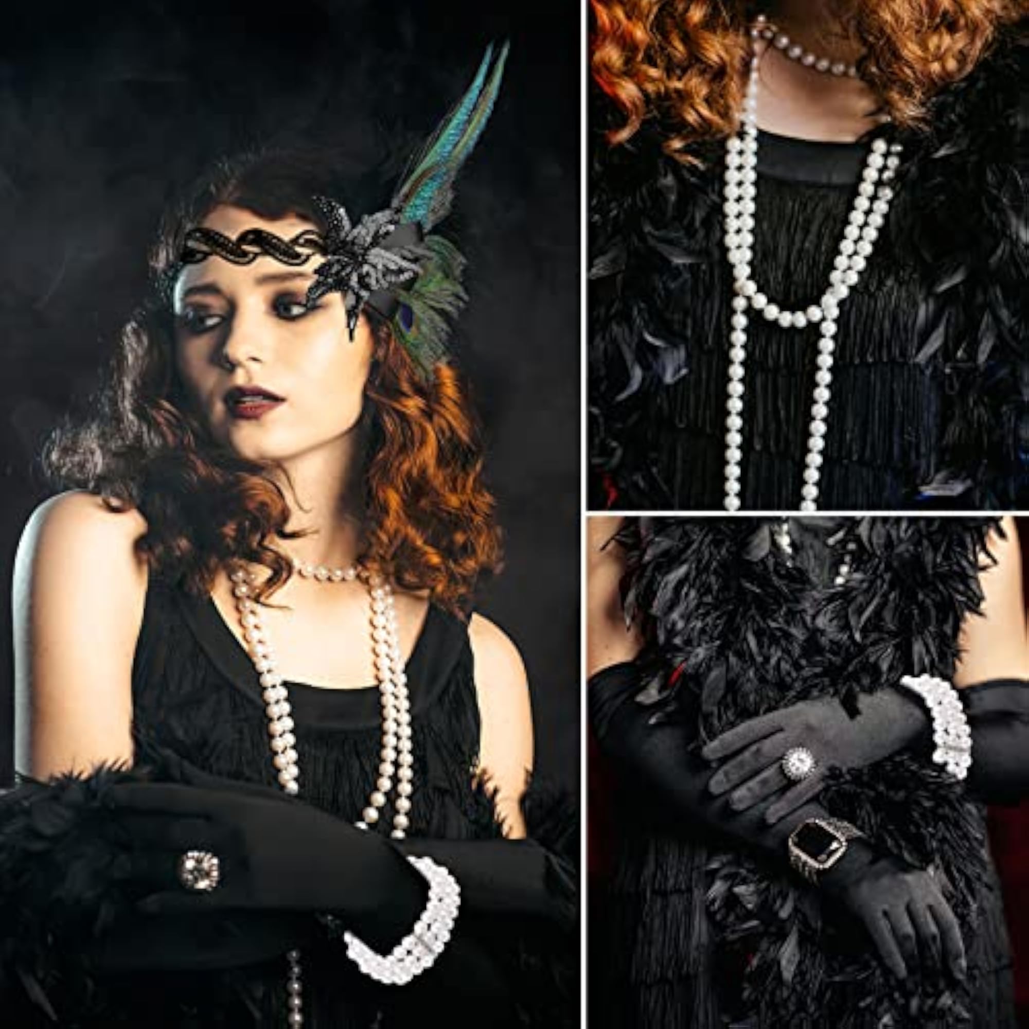 7-Piece 1920s Flapper Great Gatsby Accessories Set