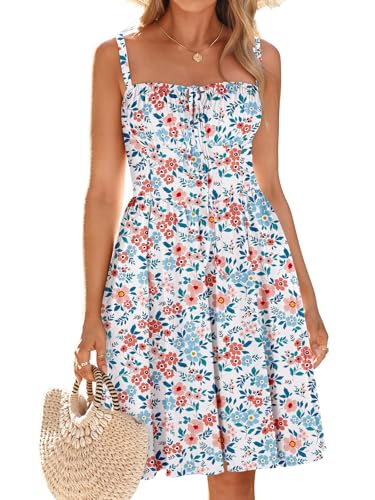 Image of YIOYOLA Womens Summer Mini Corset Casual Dresses Spaghetti Straps Lace Up Vacation Beach Sundress with Pockets 2026