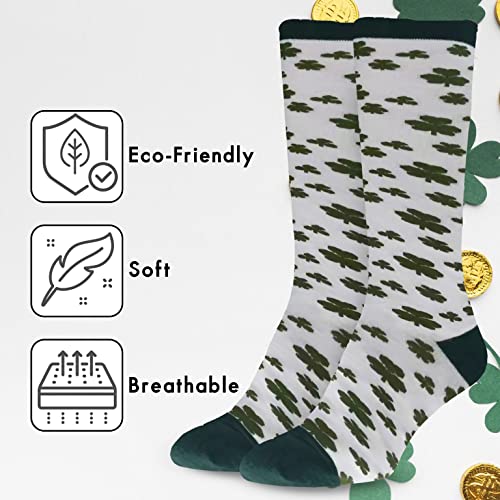BaHoki Essentials St. Patrick's Day Socks - Knee High Irish Green - Shamrock and Clover Socks2