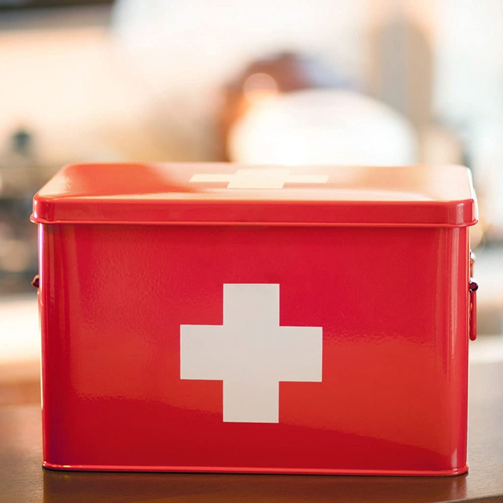Botiquín de Primeros Auxilios 8,46 Pulgadas, Caja médica, botiquín for el hogar, Almacenamiento Metal, botiquines,Botiquín de Primeros Auxilios(Red)