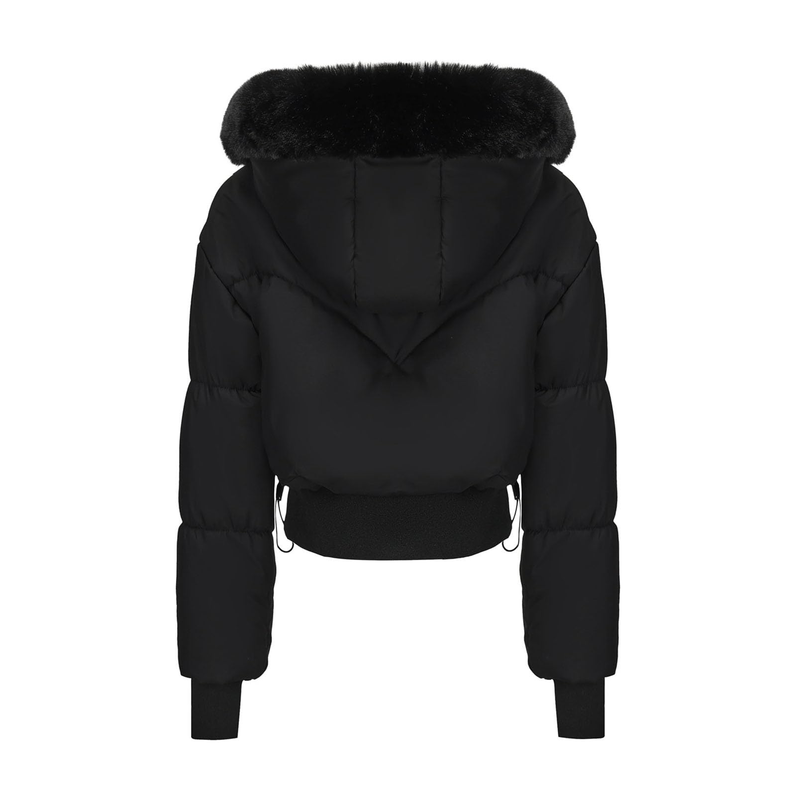 Veste d'hiver pour femmes – Manteau matelassé à capuche en fausse fourrure – Veste matelassée et moelleuse avec poches – Manteau léger et imperméable – Coupe ajustée – Pour randonnée, marche