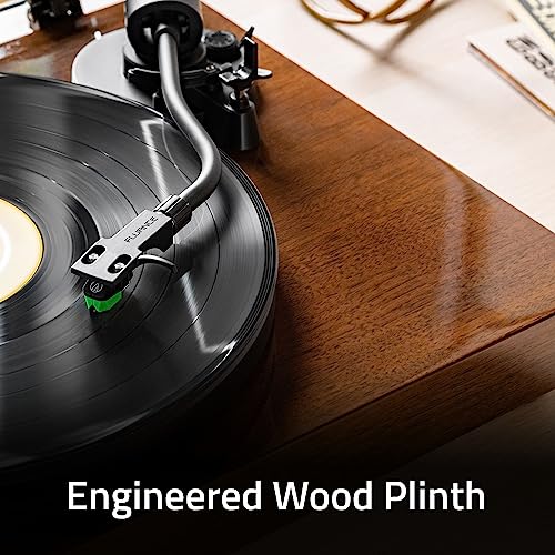 Fluance RT81+ Elite High Fidelity Vinyl Turntable Record Player, Audio Technica VM95E Cartridge, Anti-Resonant Platter, Acrylic Mat, Phono Preamp Wood Plinth Adjustable Isolation Feet - Natural Walnut