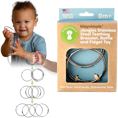 Image of Jangles - Made in USA Stainless Steel Baby Rattle, Teether, Teething Bracelet & Fidget Toy – Heirloom Quality, Safe, Non-Toxic, BPA-Free – Ideal for Teething, Sensory Play & Early Development