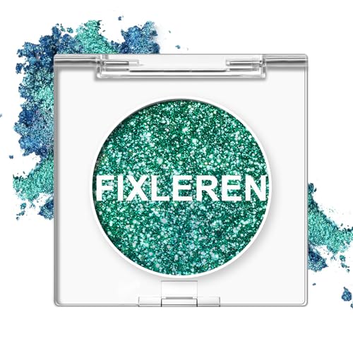 Fixleren - Palette di ombretti con glitter, effetto illuminante, camaleonte, cangiante, metallico, olografico, multicromatico, a lunga durata, trucco per palcoscenico e feste, verde-8