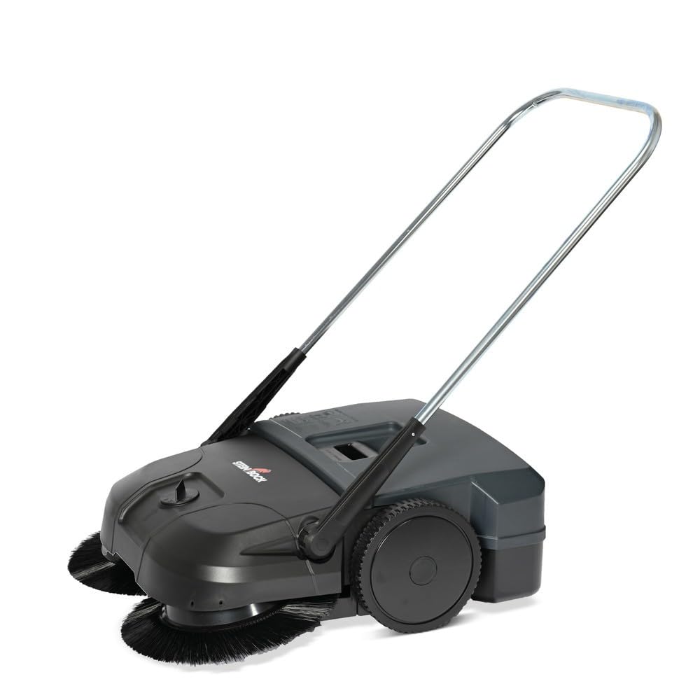Steinbock Kehrmaschine Turbo manuell | 2-fache Schmutzaufnahme | 75 cm Kehrbreite | 2.900 m²/h Kehrleistung | 50 l Behälter | Anthrazitgrau | nasse/trockene Oberflächen | Handkehrmaschine