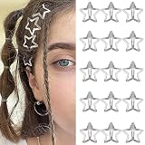 Star Hair Clips 2000s Y2K Snap Hair Barrettes Non Slip Star Hair Accessories Silver Metal Hair Clips for Girls Women -15 PCS 1.18'