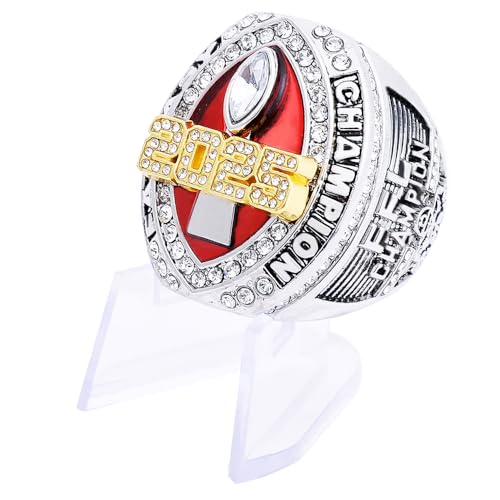 guancrown Fantasy Football Ring 2025 Award Prize Trophy Sports Winner FFL Championship Ring With Box (ring with stand, size 14)