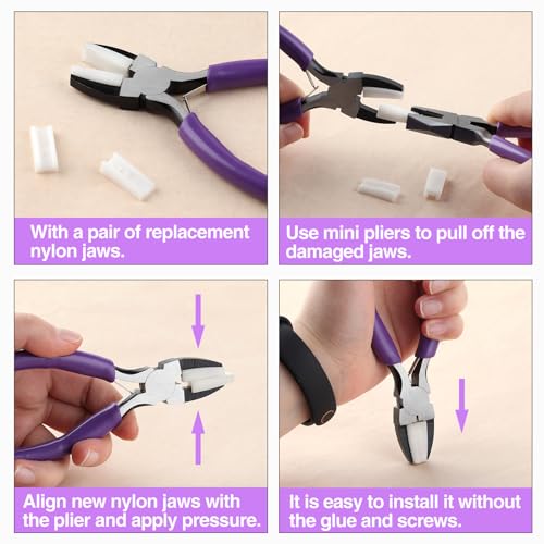 Image of SPEEDWOX 5.5 inch Nylon Jaw Pliers Flat Nose, 2 Replacement Tips for Jewelry