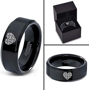 Zealot Jewelry Tungsten Puzzle Heart Band Ring 8mm Men Women