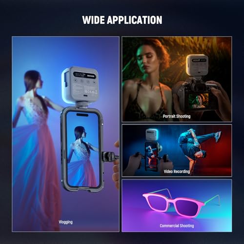 Image of NEEWER Basics Magnetic RGB Video Light, 360 Full RGB Camera Light, BL60C | Mini LED, CRI96+ 2500-9000K 18 Scenes, 3 Cold Shoes, 1 /4 inch, 2000mAh Rechargeable, Portable, Selfie Tripod Photography Lighting