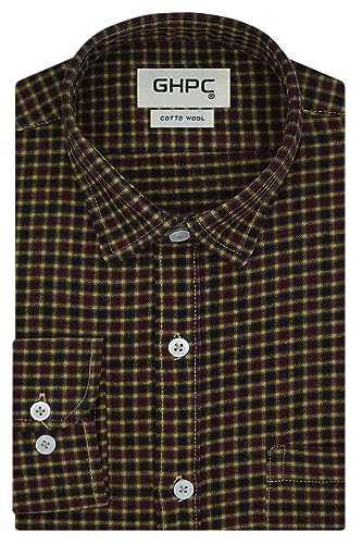 Image of GHPC Cottswool Winter Wear Woolen Gun Club Checks Full Sleeves Regular Fit Formal Shirt for Men