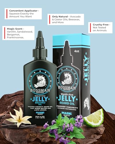 Bossman Jelly Beard Oil for Men (4 oz, Magic Scent) – Softens, Moisturizes & Conditions with Natural Ingredients - Image 3