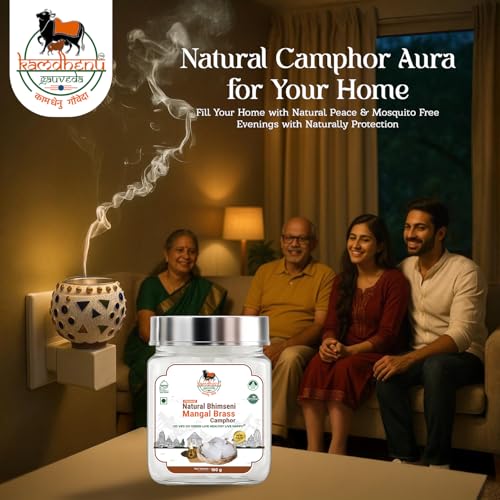 Image of Desi Natural Bhimseni Mangal Baras Camphor | 100% Pure Organic Feng Shui Baras Kapoor | Lab-Tested Edible | Electric Diffuser, Havan, Jain Aarti Pacha Karpooram | 100g, Bhimsen Kapuram 100g