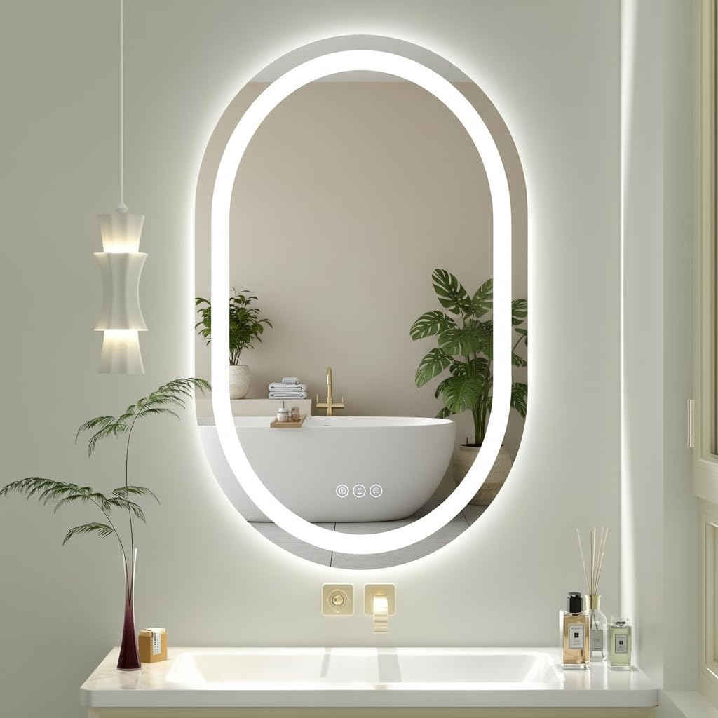 Oval LED Mirror with Touch Sensor & 3 Light Modes -8