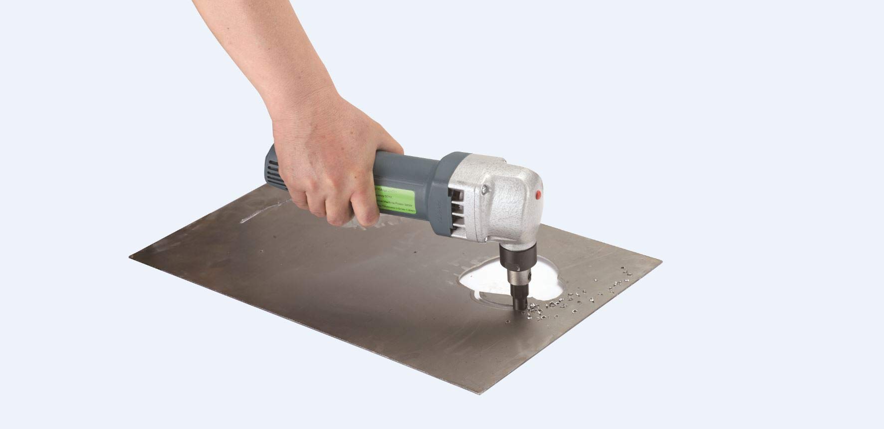 Arebos Roditrice per lamiera 380W o 625W | roditrice per lamiera cesoia per lamiera | incl. custodia | adatta per acciaio, acciaio inox e plastica (380 W)