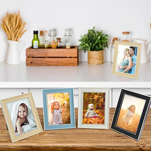 Xuanluo 4 Pack 5X7 Inch Picture Frames With Mat Wood Grain Photo Frame With Tempered Glass Wall Décor Rustic Home Décor Frame For Tabletop Display And Wall Hanging #TOP5