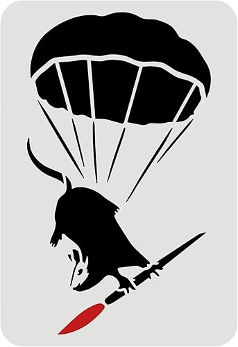 Miniatura 1 de FINGERINSPIRE Banksy - Plantilla de rata paraguda de 11.7 x 8.3 pulgadas, plantilla de plástico para pintar sobre madera, piso, pared y azulejos