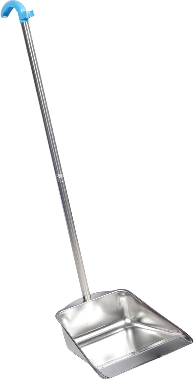 Stainless Steel Dustpan Shovel, Thickened Metal Cleaning Dustpan with Detachable Handle, Square 0.8cm Thickness for Home and Commercial Waste Collection