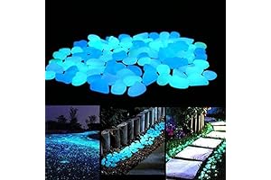 Clearance! Glow in The Dark Pebbles: 100 Pack Luminous Blue Stones for Yard and Walkways