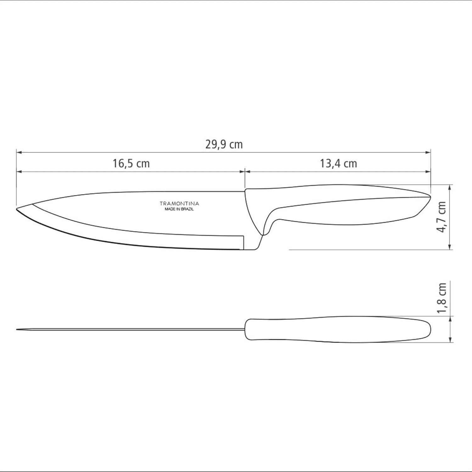 Tramontina Chef's Knife, Plenus, 7 Inches, Black, Dishwasher Safe, Ultra Lightweight, Made in Brazil, 23426/107 TRAMONTINA