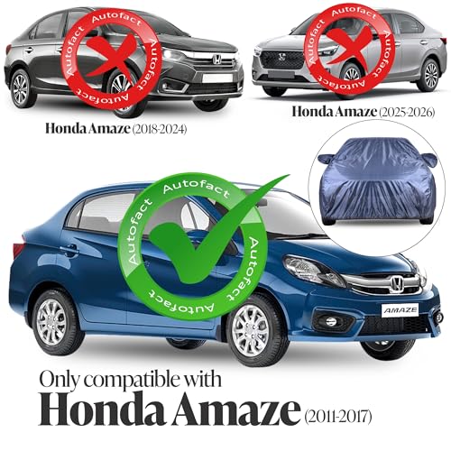 Image of Autofact Premium Car Cover for Amaze 2011-2017 | All Weather Water-Resistant Full Body Car Cover | Light-Weight Triple-Stitched Outdoor Shield with UV Protection, Dustproof & Heat-Resistant