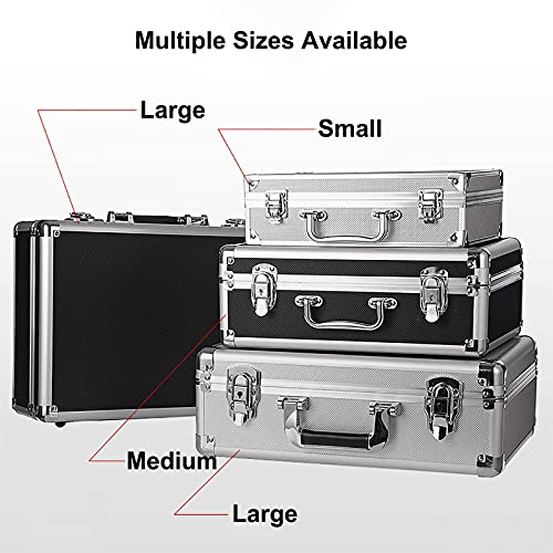 Aluminum Hard Case Briefcase Silver Carrying Case Flight Cases Portable Equiment Tool Case Box Flight Case, Tool Box, Extra Padding Foam, Silver4