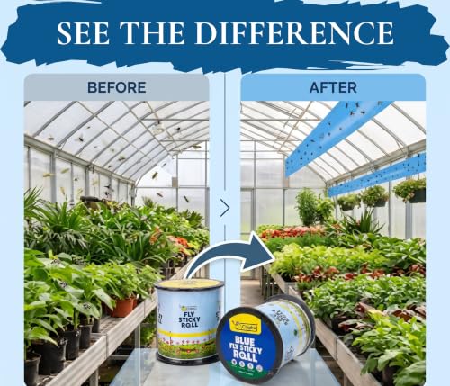 Image of Chipku Blue Sticky Fly Roll 15cm x 100m | Flying Insect Control | Non-Toxic & Odourless | Easy to use | Indoor & Outdoor Use for Farm, Poultry & Home Garden
