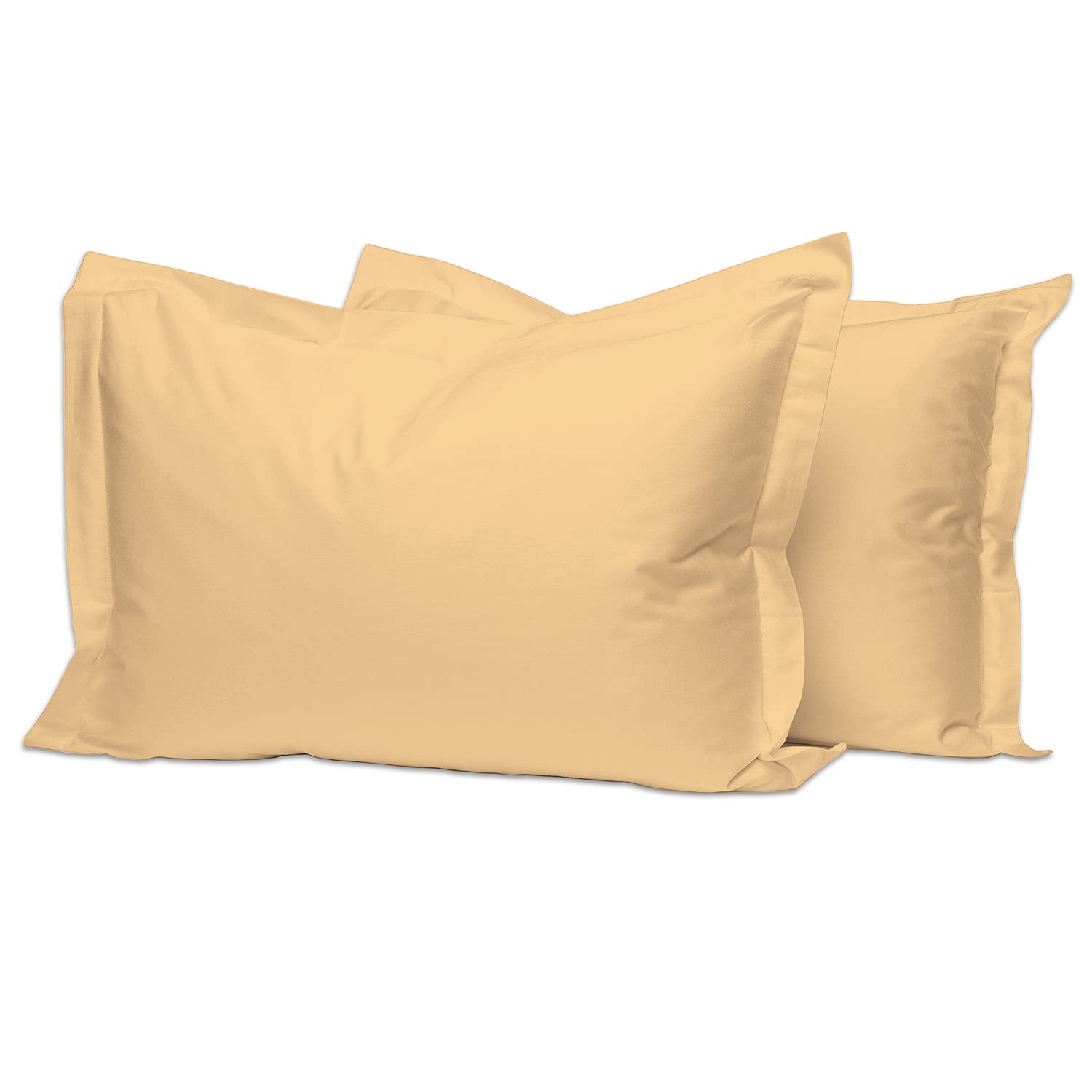 Pizuna100% Cotton Standard Pillowcases 2 Pack Tan 50x75cm, 400 Thread Count Long Staple Combed Cotton Soft Pillow Cover, Sateen Weave Oxford Pillow Cases (Cooling Pillowcase 2PC)