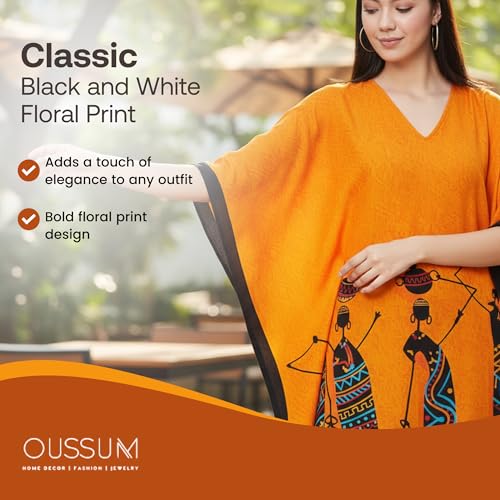 Image of Oussum Plus Size Kaftan Dresses for Women, Polyester Summer Caftan Cover Up Maxi Beach Dress, 1X-3X