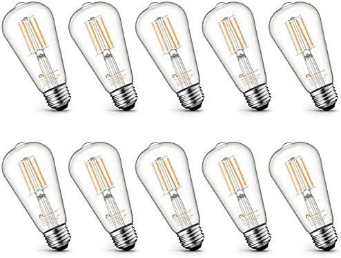 MASTERY MART Dimmable Vintage E26 LED Light Bulb, 2700K Soft White 5.5W (60 Watt Equivalent), Glass ST21 Antique Edison Style, 500LM, Decorative Filament Bulb, UL and Energy Star, 10 Pack