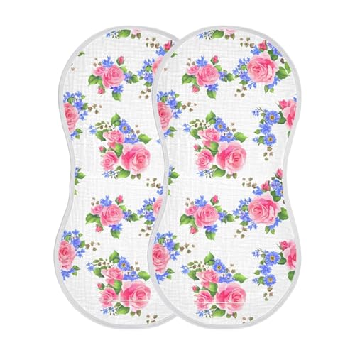 xigua Roses and Flowers Baby Burp Cloths for Newborn Boys and Girls 2 Pack, Soft & Absorbent Cotton Baby Burp Cloth, Baby Washcloths, Newborn Towel, Burp Rags2