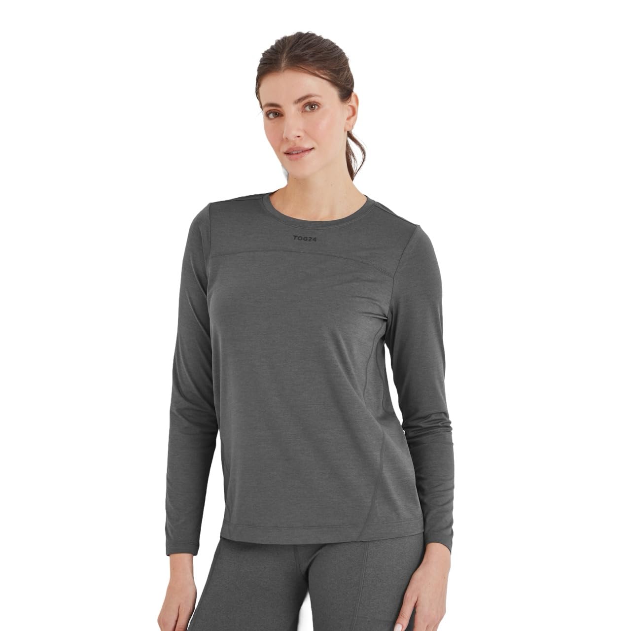 TOG24 Blakely Women's LS Tech Top, Ladies Long-Sleeve Sports Top, Lightweight & Breathable, Quick Wicking Dark Grey Marl