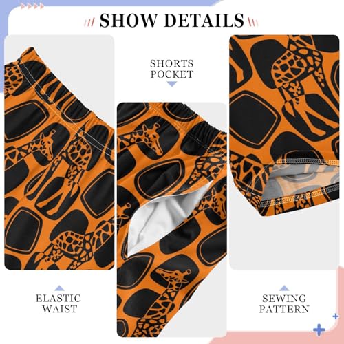 ZZKKO Giraffes Orange Black Boys Pants for Kids Jogger Pants with Pockets S-XL4