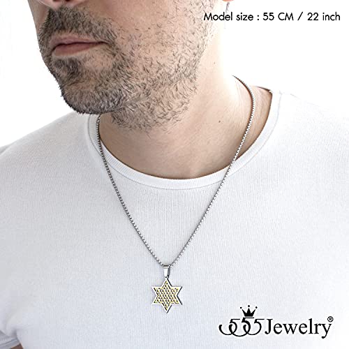 Collier étoile de David unisexe chaîne acier inoxydable ajustable 555Jewelry - 4