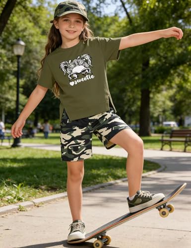 Image of Girls Clothes Short Sleeve Tie Dye Top Shorts and Pants 2PCS Girls Summer Outfits Size 6-16