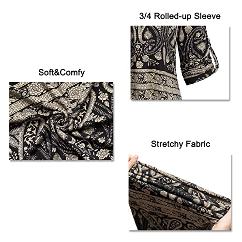 BEPEI Womens Tops Dressy Casual 3/4 Sleeve Blouses V Neck Business Work Shirts4