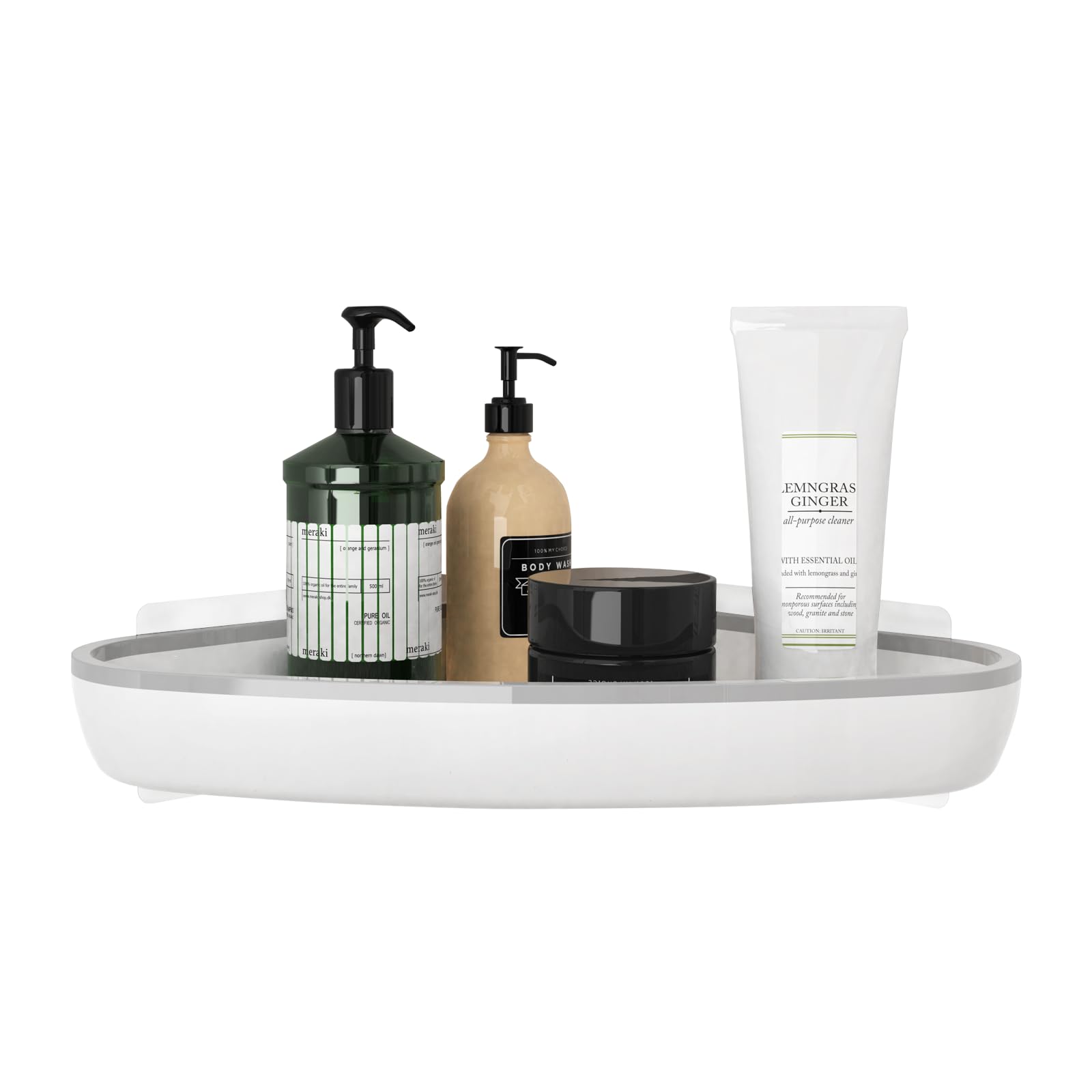 JJoexyfit Organizador de ducha esquinero adhesivo, estante de ducha de baño, cesta de almacenamiento montado en la pared para champú, estante de ducha de plástico para cocina, baño (blanco)