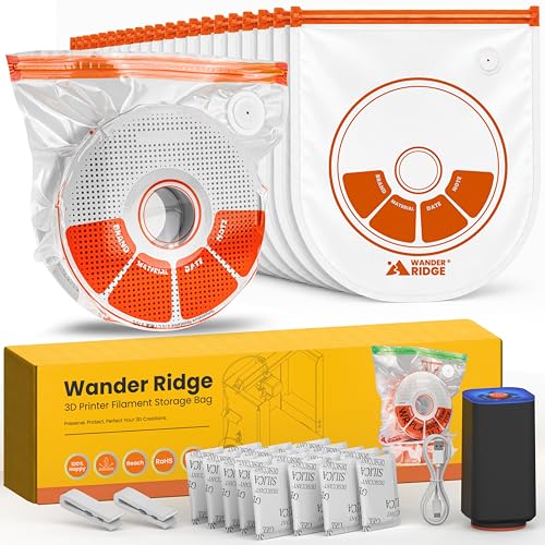 20 PCS U-Shaped 3D Filament Storage Bags Kit, 3D Printer Accessories for PLA, PETG, ABS, TPU, with Auto Pump, 20 Desiccants, 2 Sealing Clips, Extra-Thick Moisture & Dust Resistant