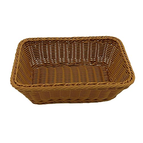 GLEAVI Imitation Rattan Woven Bread Basket with Iron Frame Lightweight Serving Holder for Fruits Vegetables and Snacks for Restaurants and Outdoor Picnics