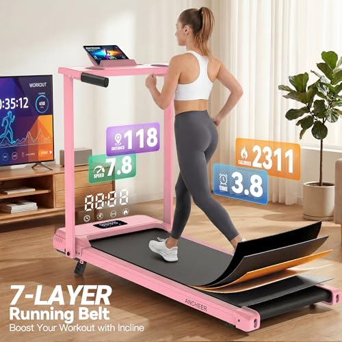 Image of FUNMILY 3.5HP Walking Pad Incline Treadmill with Desk & Handle Bar, Heavy Duty 350 lbs Weight Capacity Portable Treadmill for Home and Office, Remote Control & LED Display