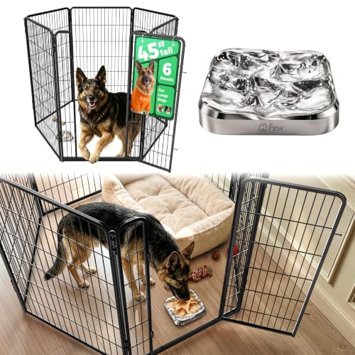 Image of FXW Homeplus Indoor Dog Playpen with Lick Mat, 45 inch H 6 Panels