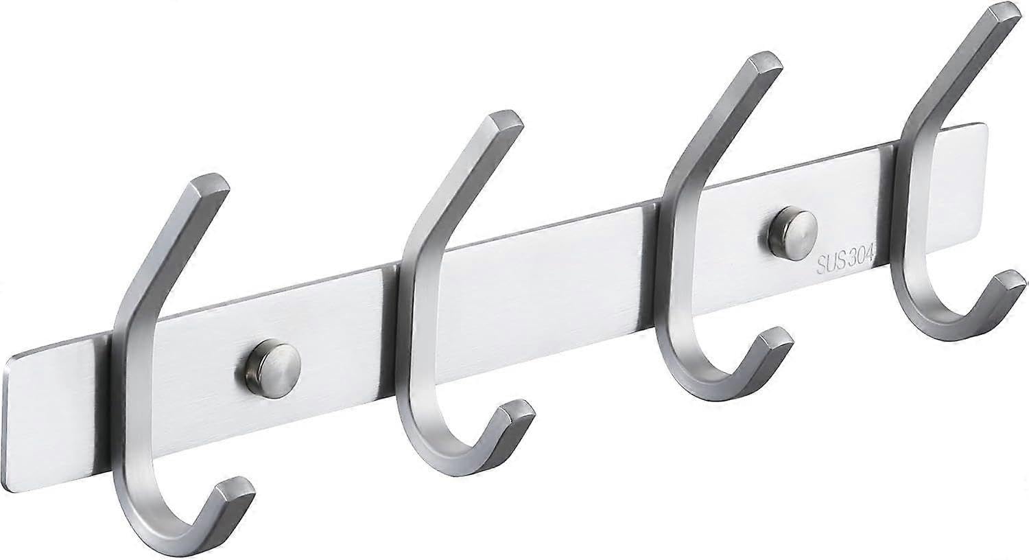 JOYHAPPST Bathroom Coat Rack Metal Wall Mounted Coat Rack 4 Hooks Bathroom Wall Hook SUS304 Stainles